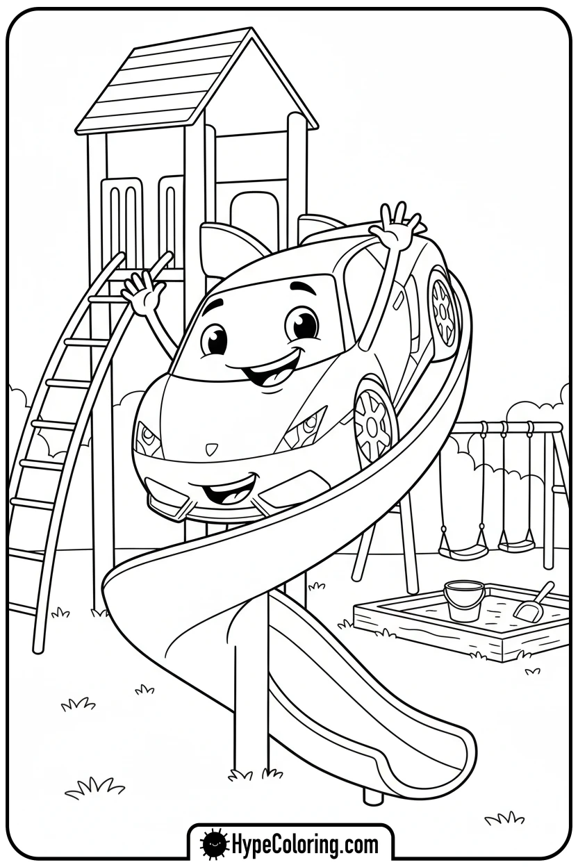 Click to download PDF lambo-on-a-slide - lambo coloring pages