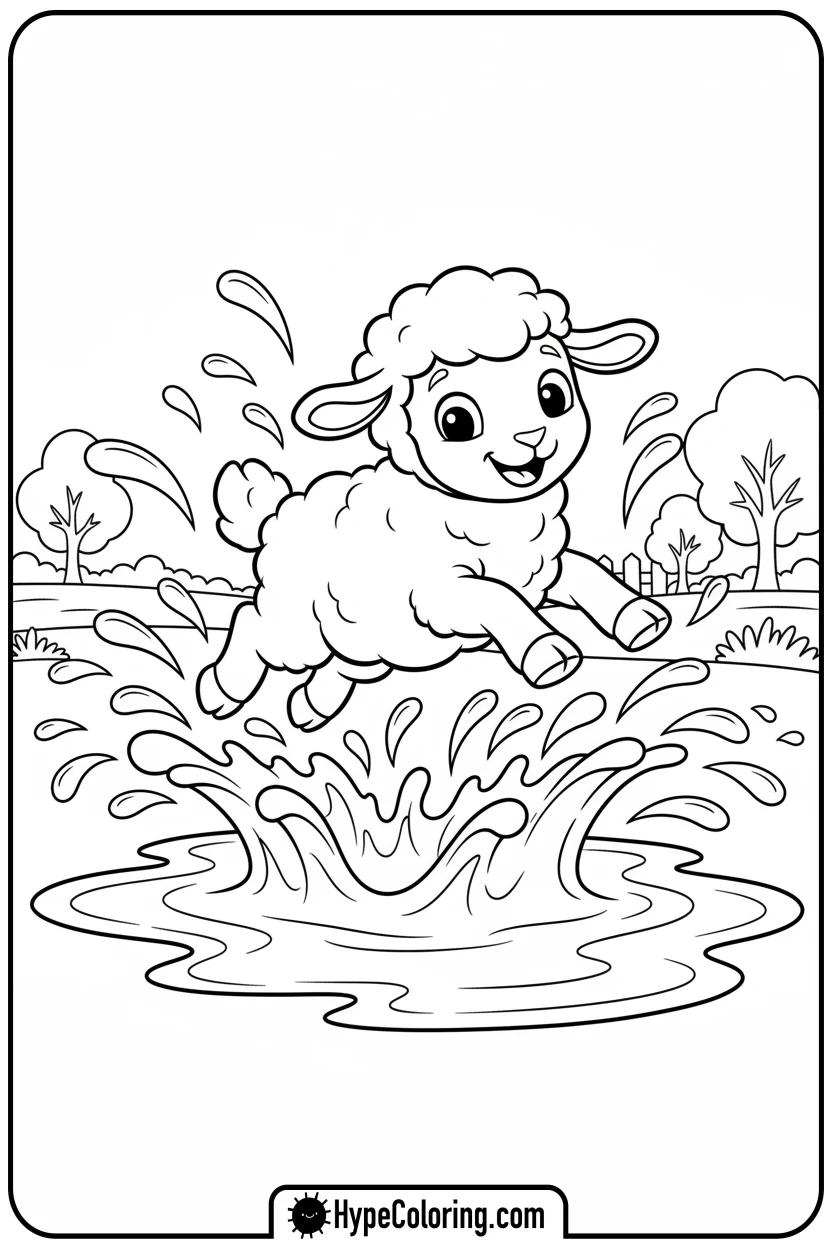 Click to download PDF lambo-splashing-in-puddle - lambo coloring pages