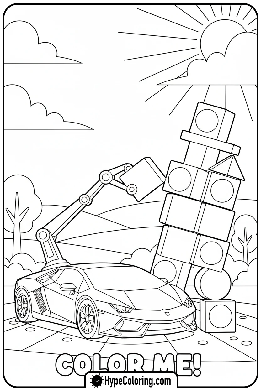 Click to download PDF lambo-building-blocks - lambo coloring pages