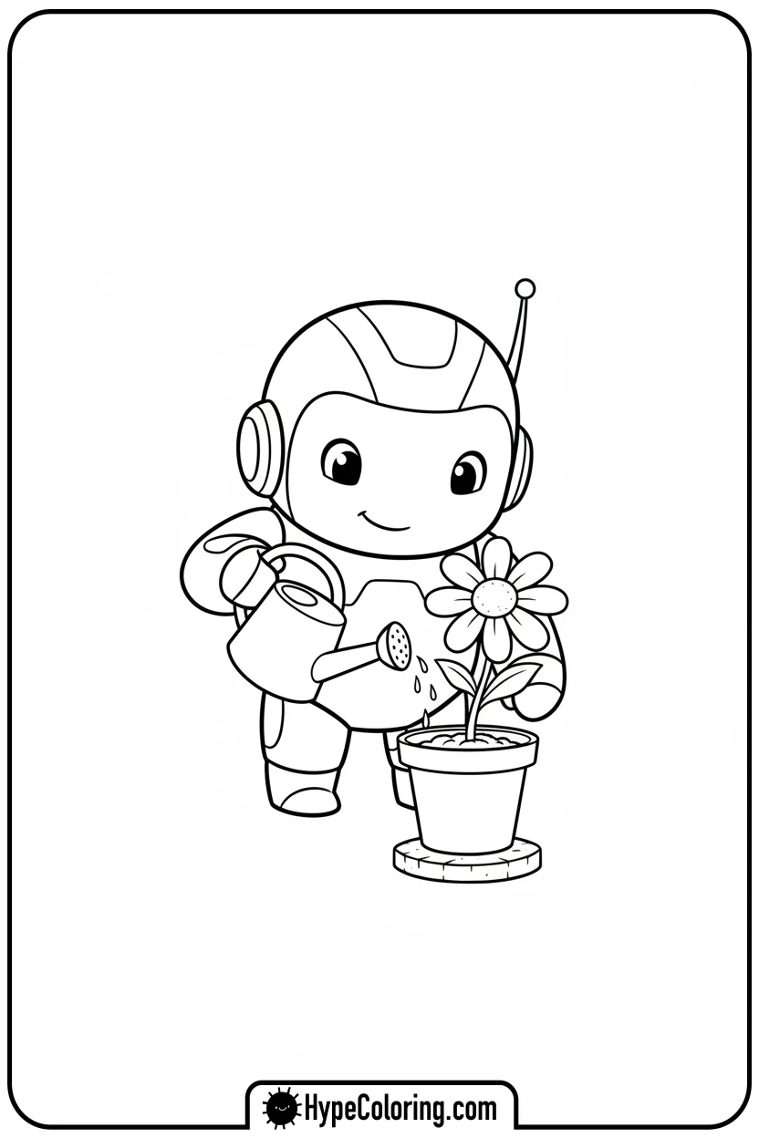 Click to download PDF lambo-watering-flower - lambo coloring pages