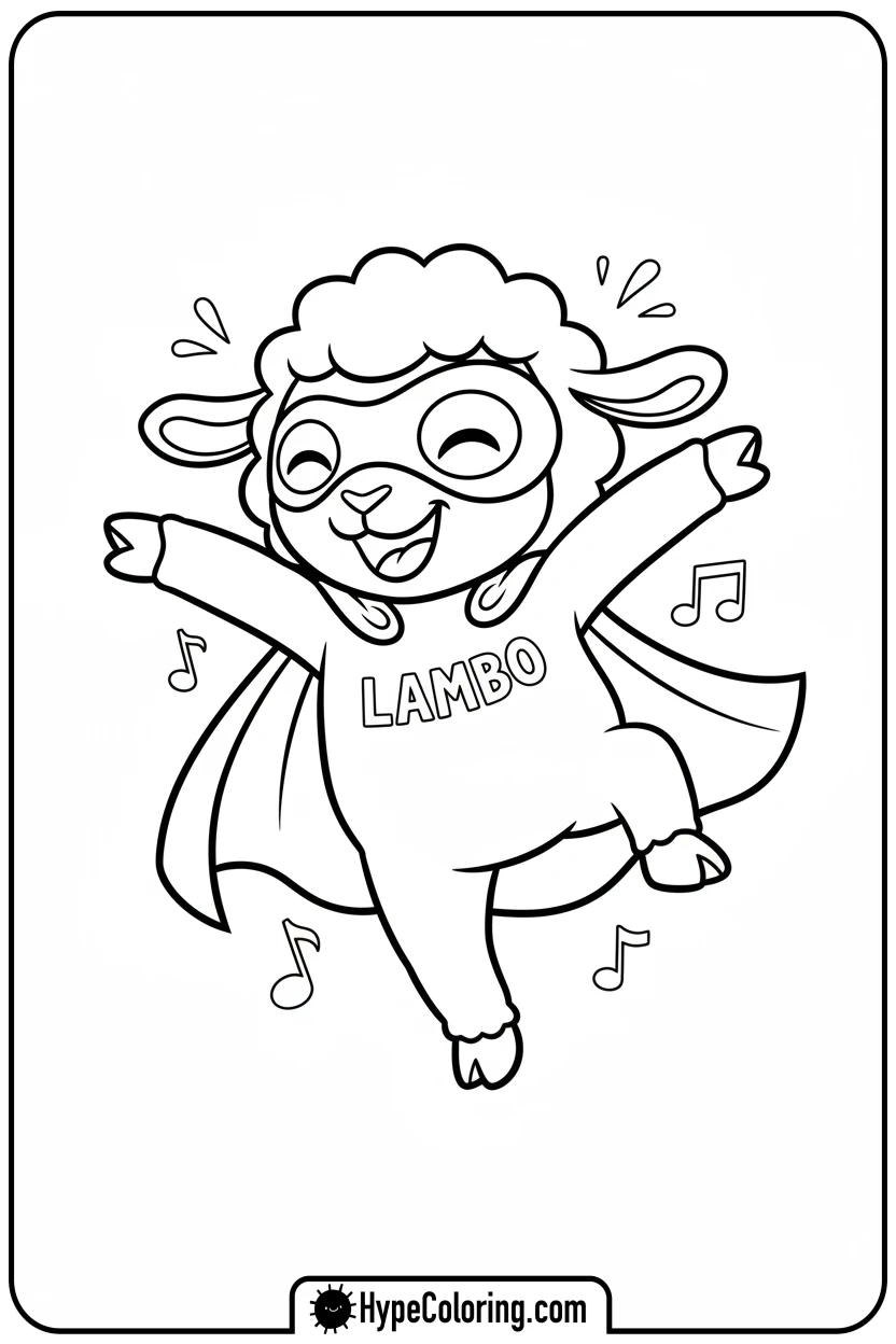Click to download PDF lambo-dancing-happily - lambo coloring pages