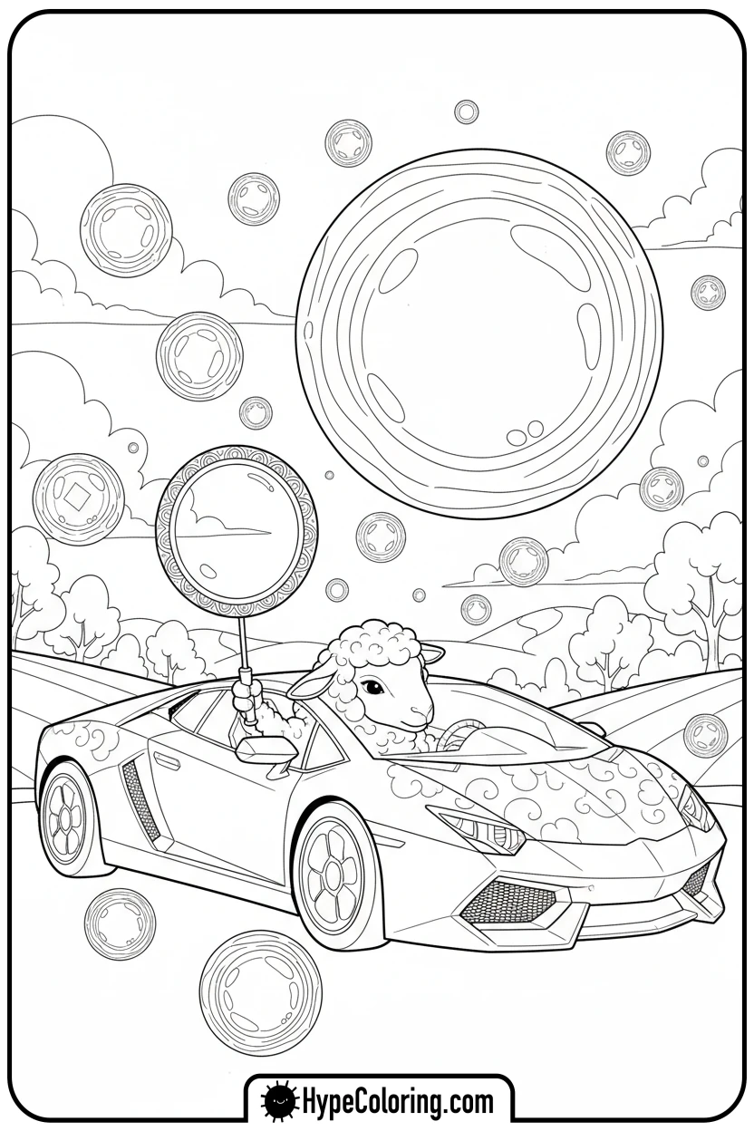 Click to download PDF lambo-blowing-bubbles - lambo coloring pages