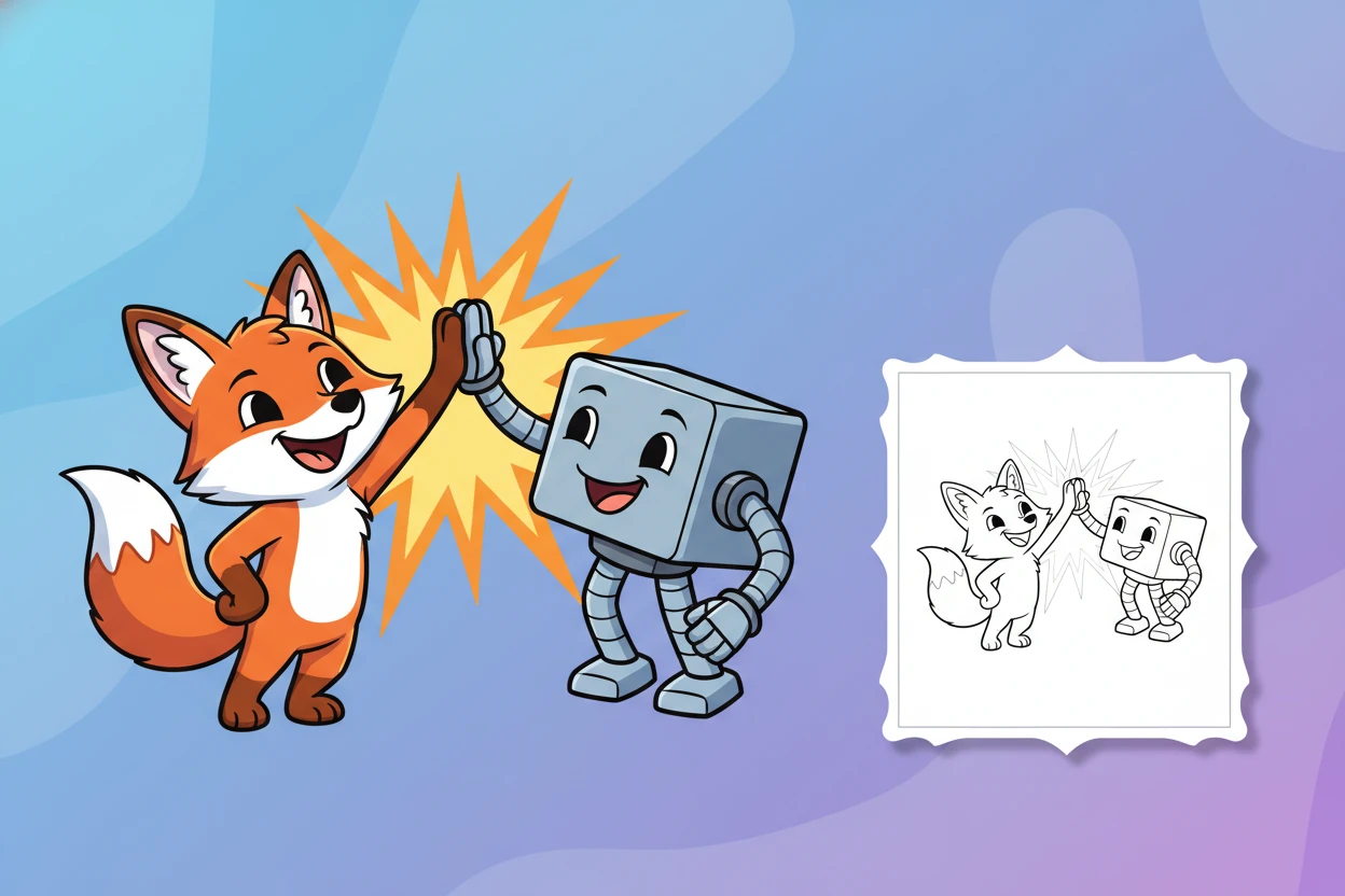 foxy-and-boxy-high-fiving-foxy - lankybox coloring pages