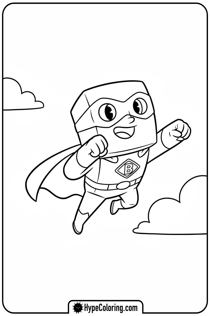 Click to download PDF boxy-flying-as-a-superhero - lankybox coloring pages