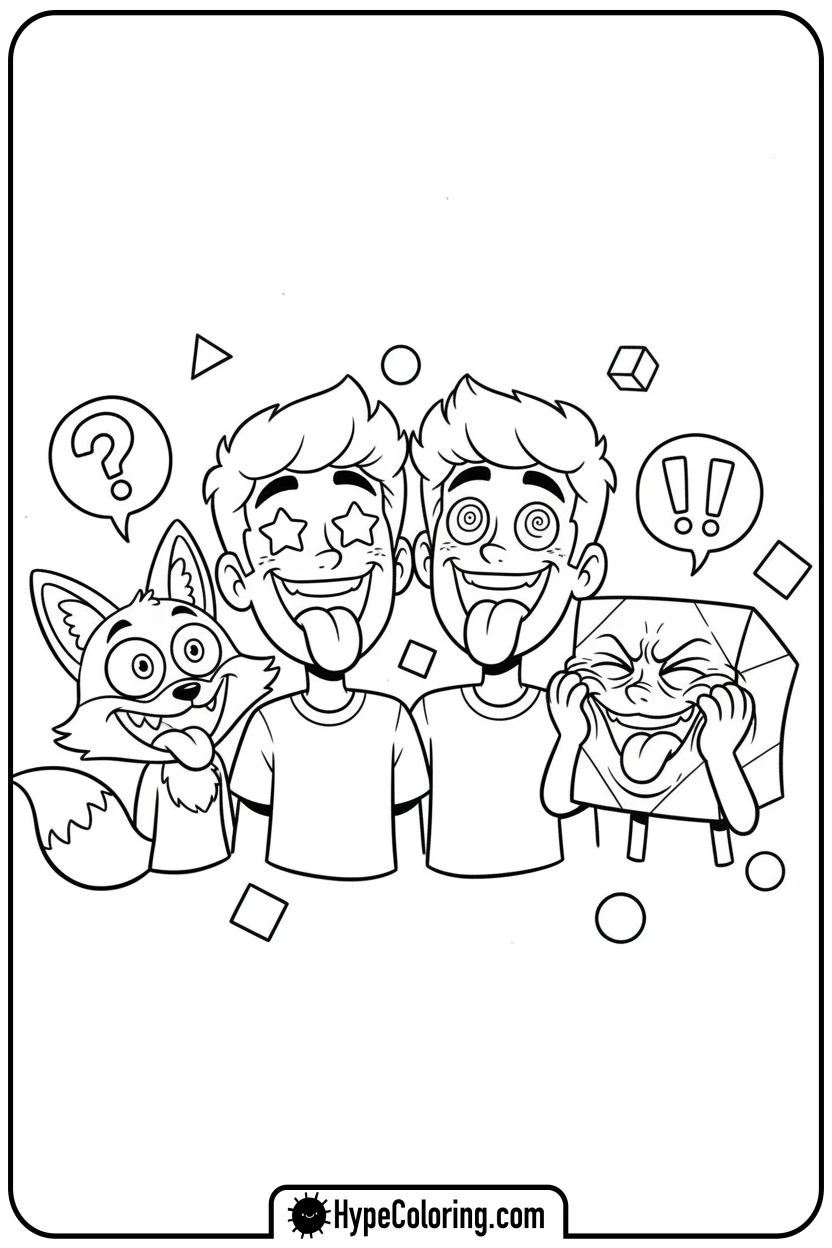 Click to download PDF lankybox-characters-making-funny-faces - lankybox coloring pages