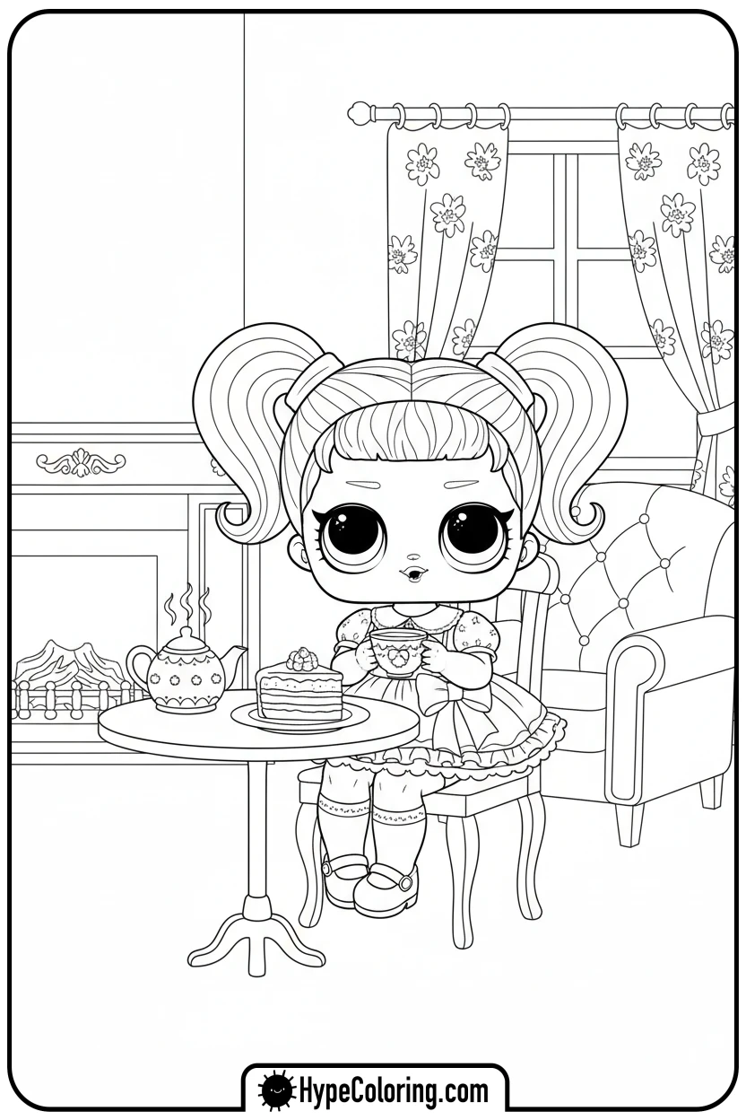 lol-doll-tea-party - lol doll coloring page