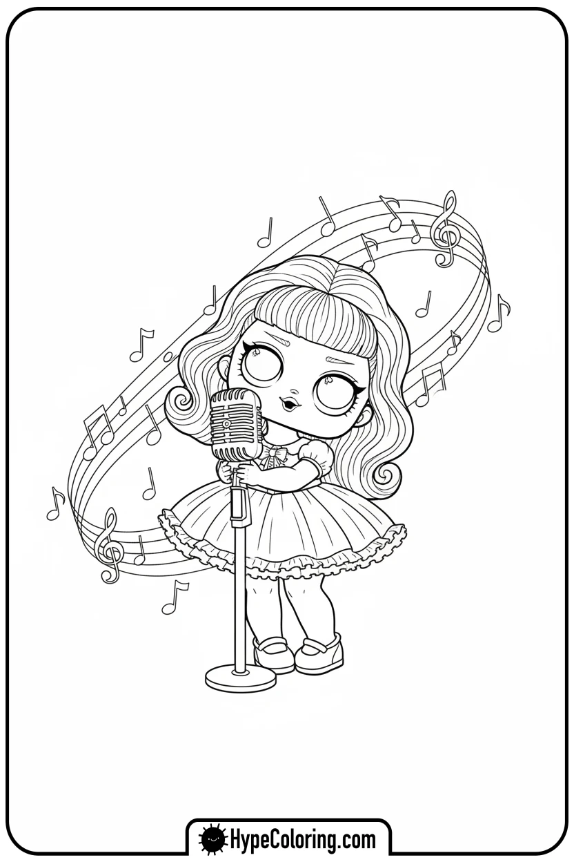 lol-doll-singing - lol doll coloring page