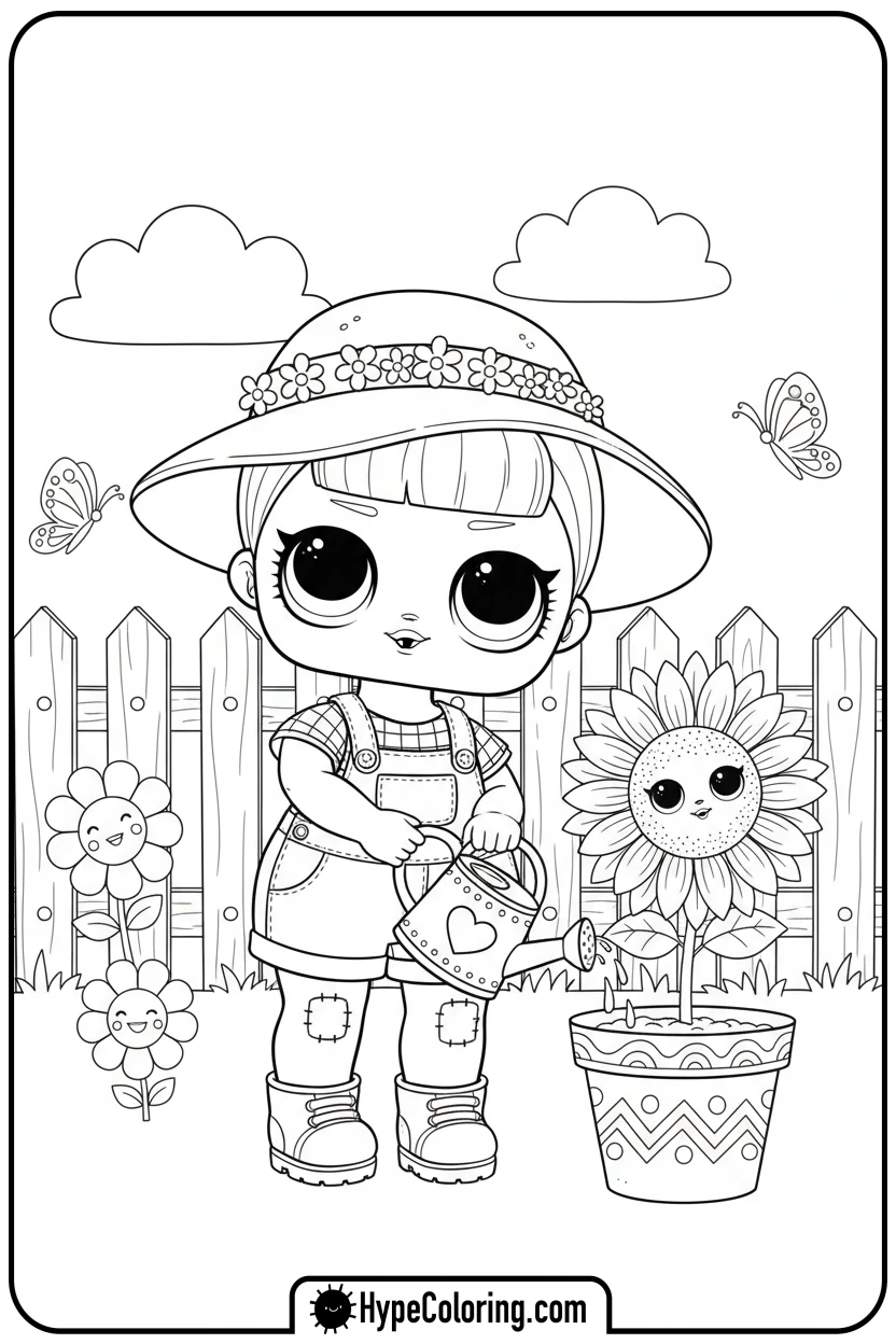 lol-doll-gardening - lol doll coloring page
