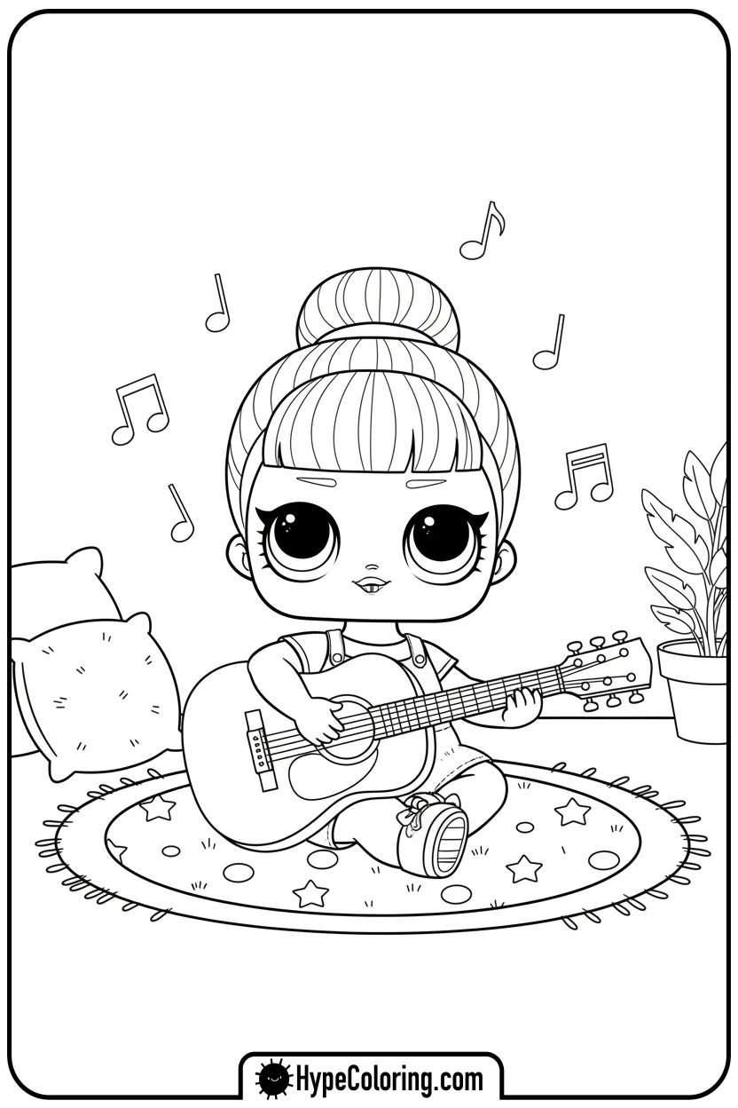 lol-doll-playing-guitar - lol doll coloring page