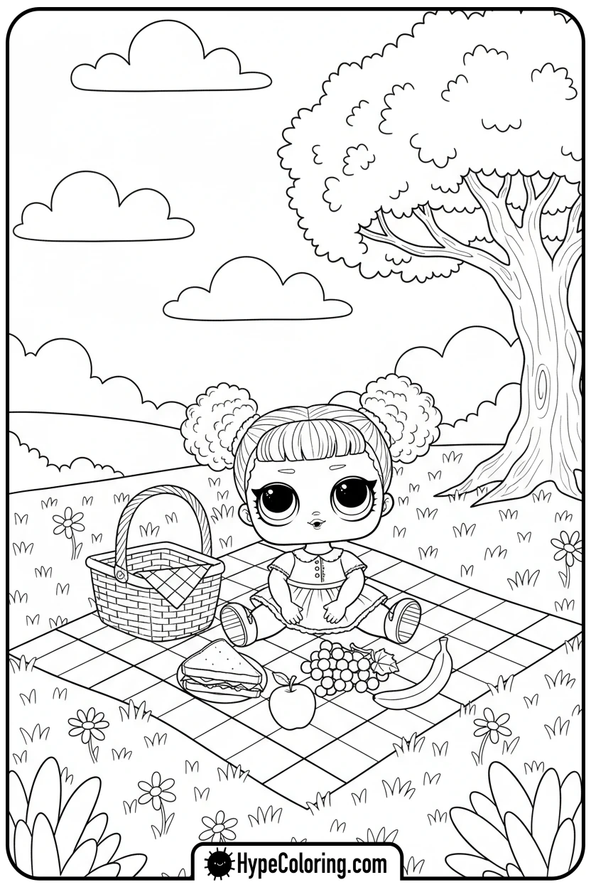 lol-doll-picnic - lol doll coloring page