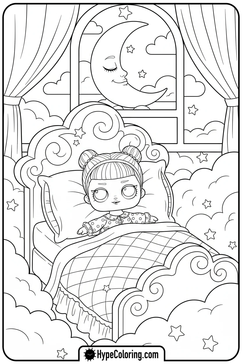lol-doll-sleeping-and-dreaming - lol doll coloring page