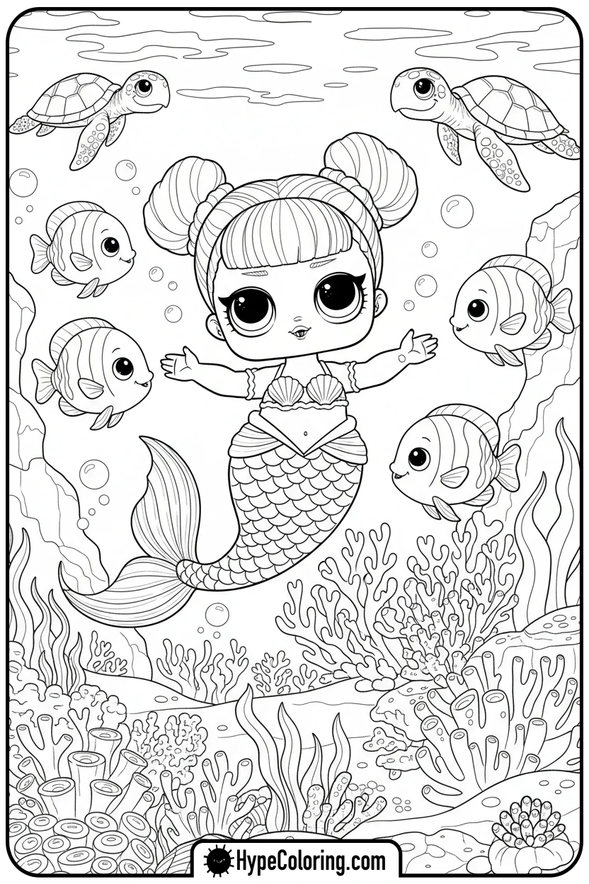 lol-doll-underwater-adventure - lol doll coloring page