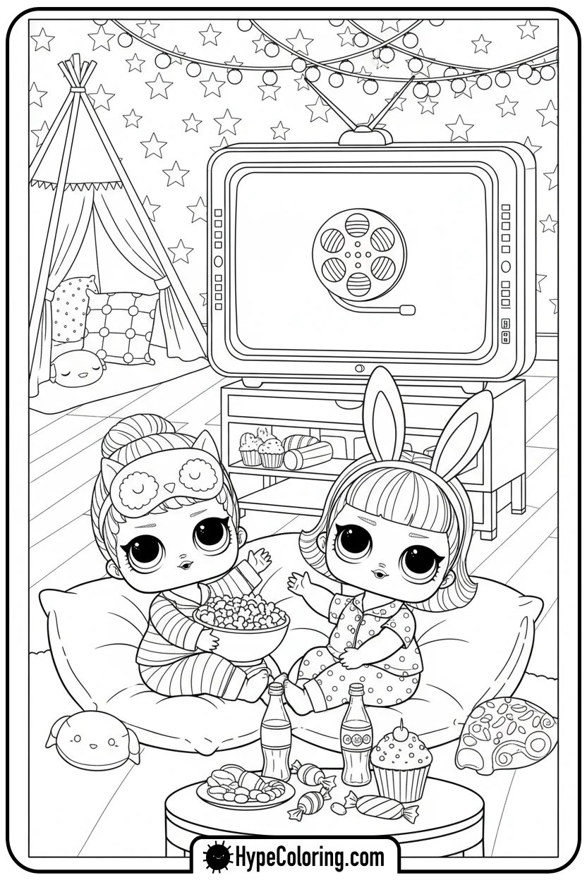 lol-dolls-slumber-party - lol doll coloring page