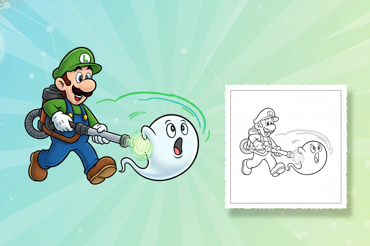 luigi-using-his-poltergust-g-00 - mario luigi coloring pages