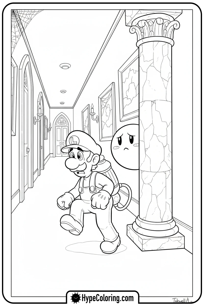 Click to download PDF luigi-in-haunted-mansion - mario luigi coloring pages