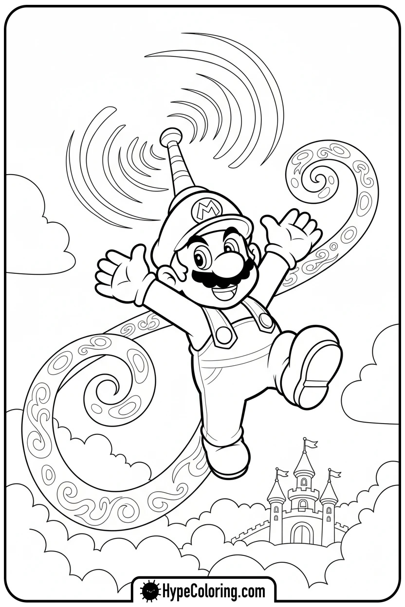 Click to download PDF propeller-mario-flying - mario luigi coloring pages
