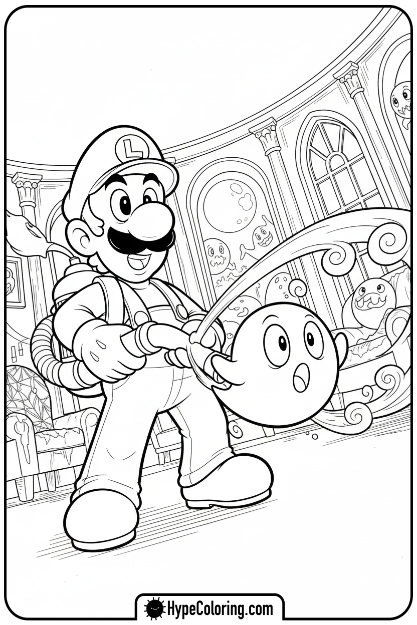 Click to download PDF luigi-vacuuming-ghost - mario luigi coloring pages