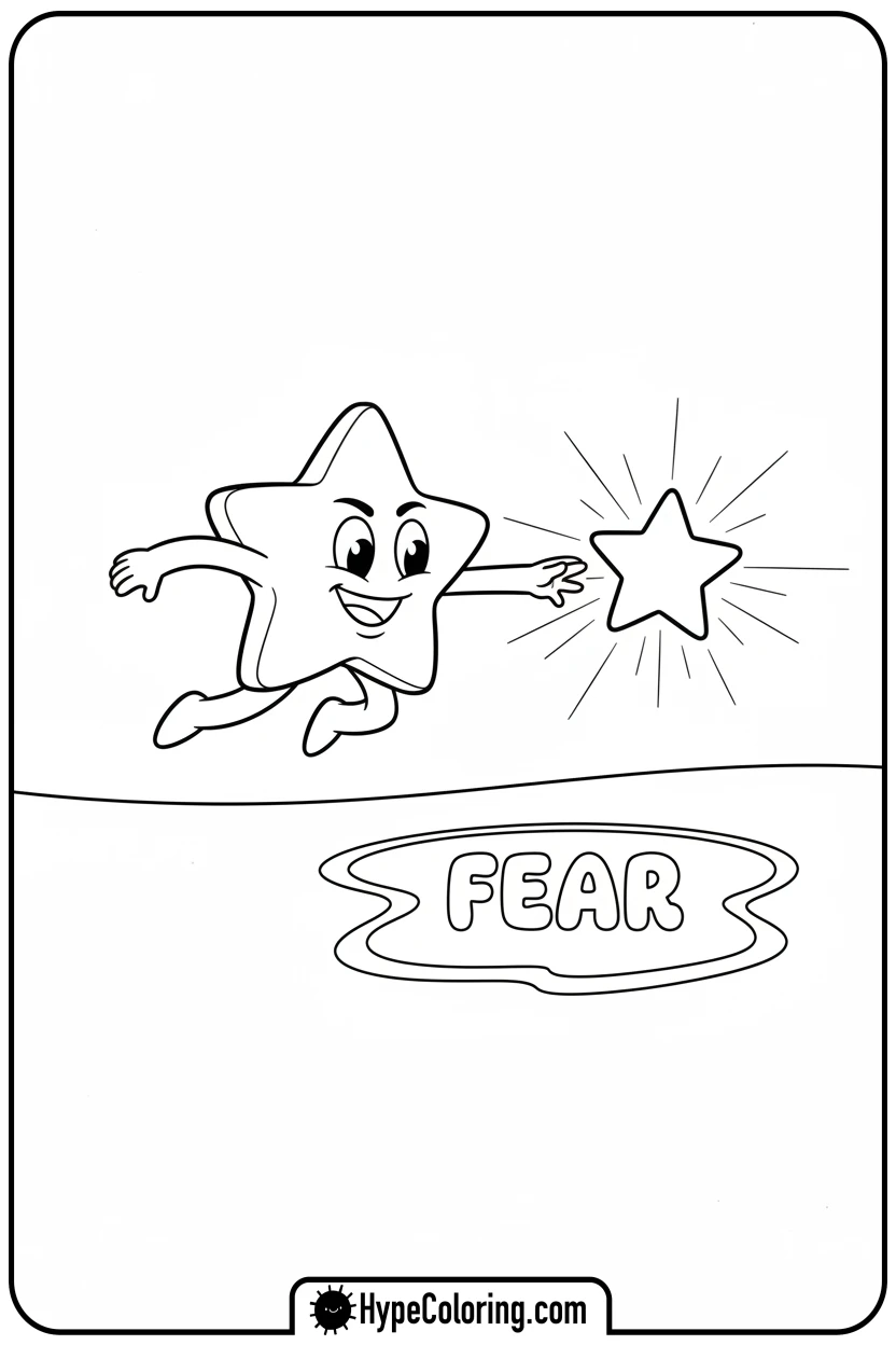 star-jumping-over-puddle - motivational coloring pages
