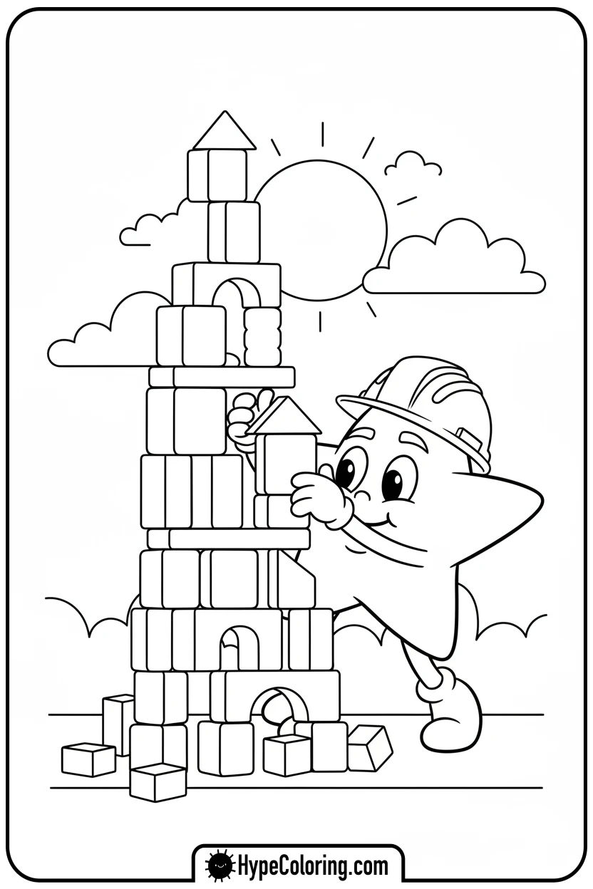 star-building-block-tower - motivational coloring pages