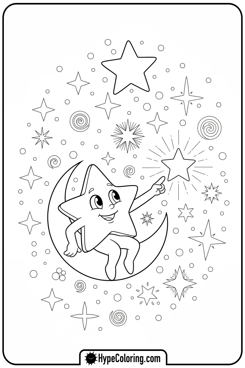 star-pointing-to-bright-star - motivational coloring pages