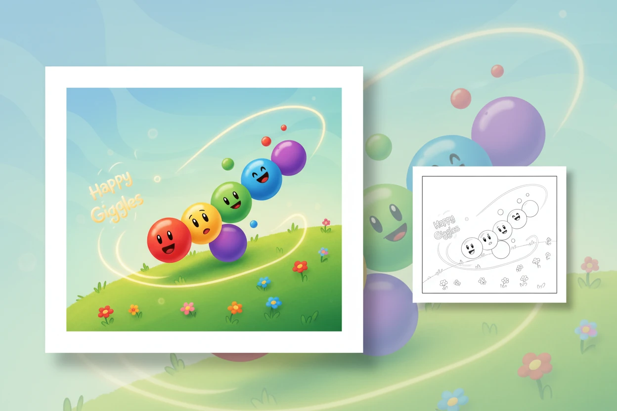 number-six-rolling-playfully-down - number block coloring pages