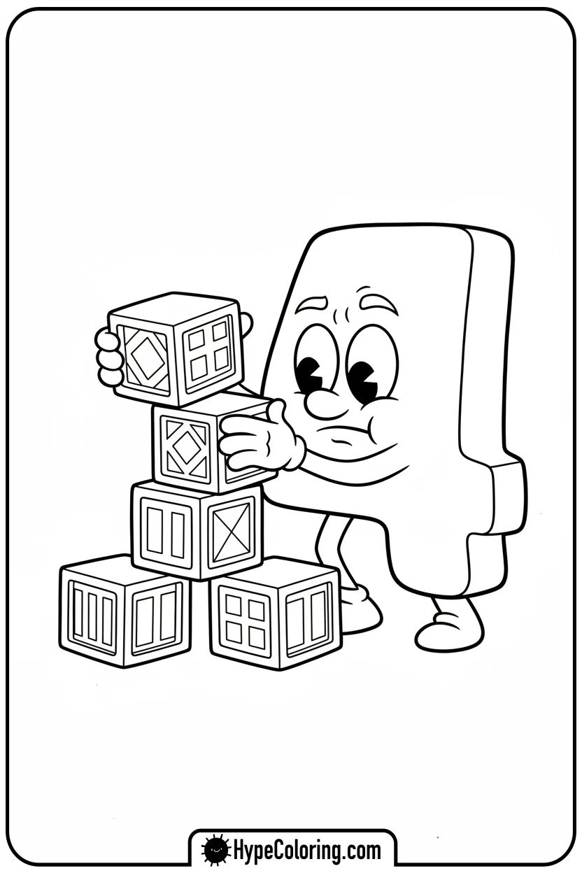 number-four-building-a-tower - number block coloring pages
