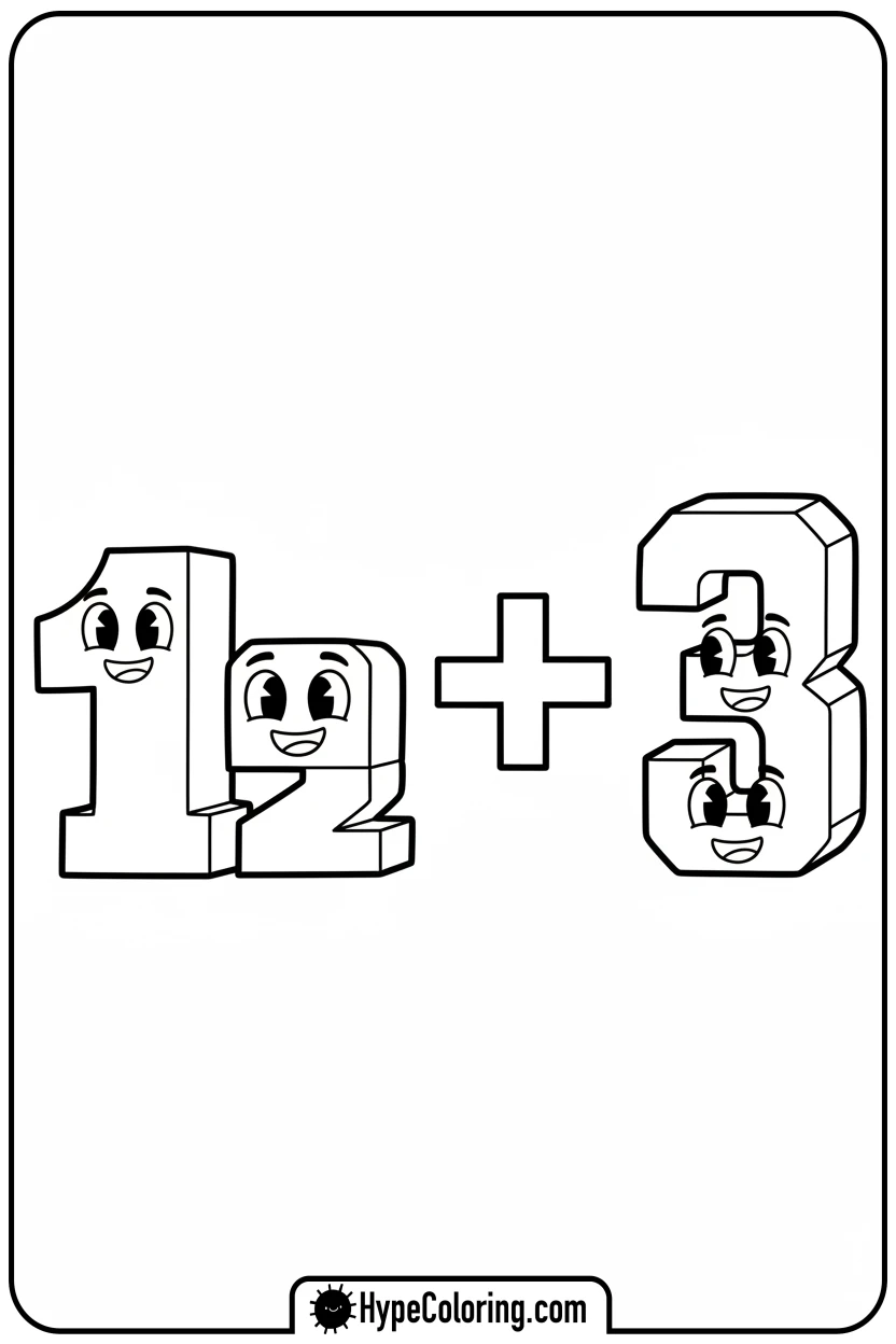 numbers-one-and-two-merging-to-three - number block coloring pages