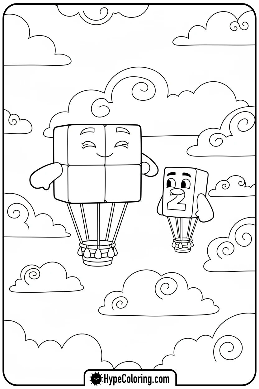 number-blocks-floating-as-clouds - number block coloring pages