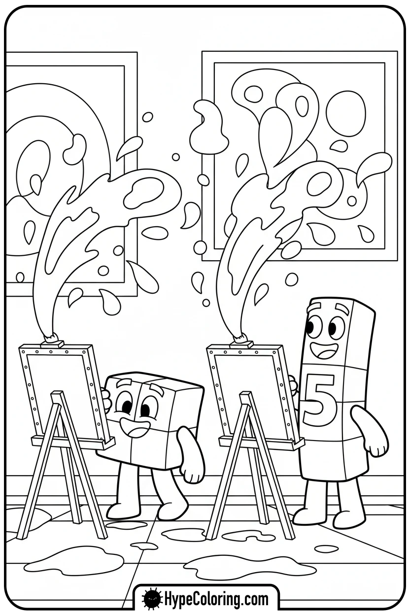 number-blocks-painting-pictures - number block coloring pages