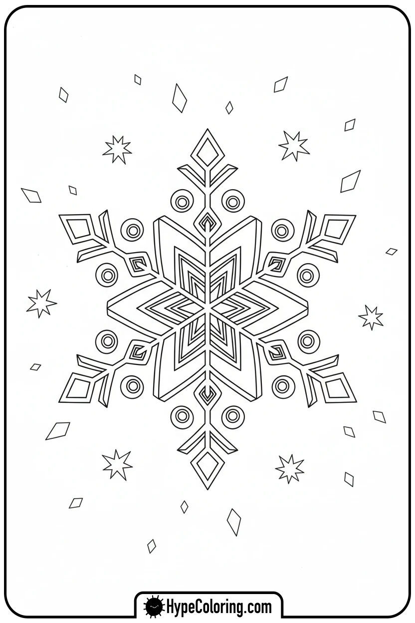delicate-snowflake-ornament-falling - ornament coloring pages