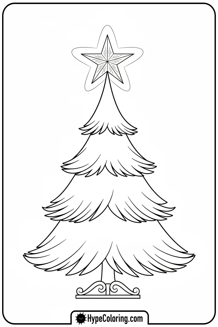 star-ornament-on-tree - ornament coloring pages
