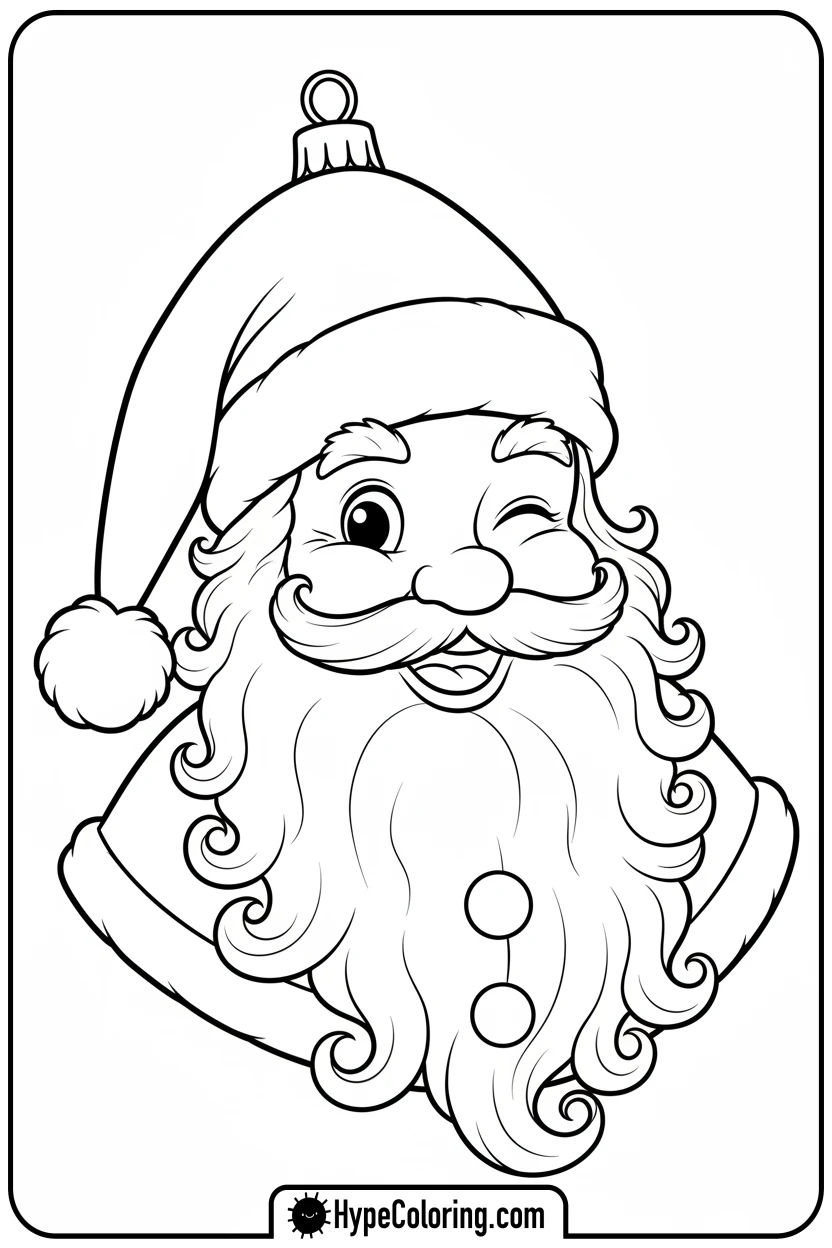 winking-santa-ornament - ornament coloring pages