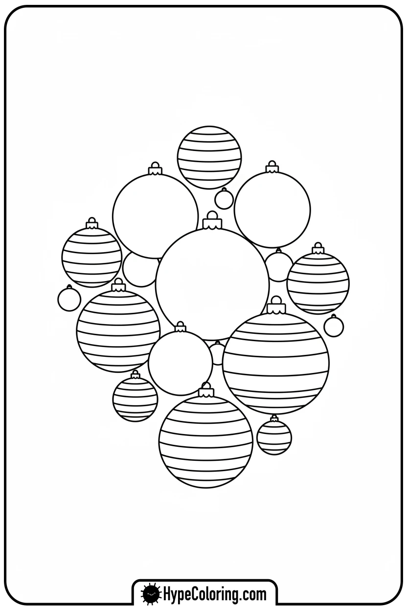 group-of-bubble-ornaments - ornament coloring pages