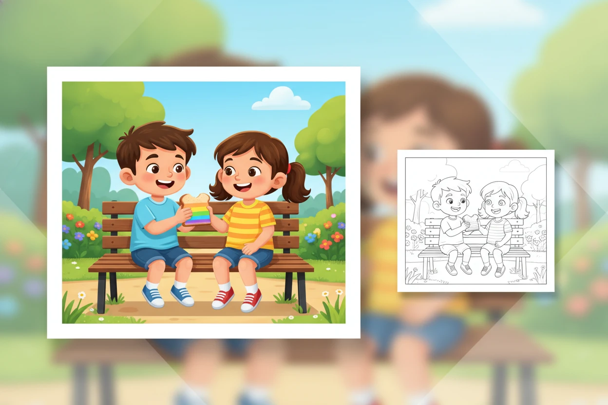 a-child-sharing-their-colorful - fruit of the spirit coloring page