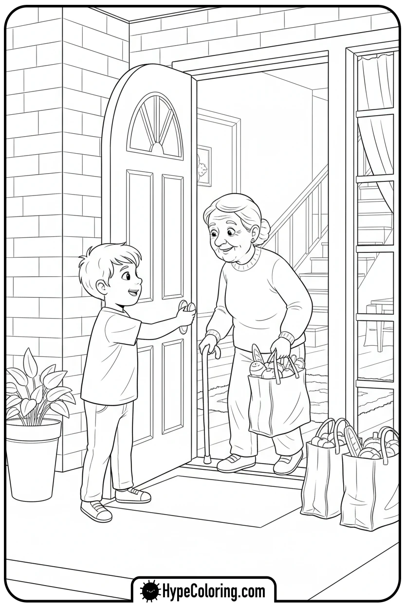 child-helping-with-groceries - fruit of the spirit coloring page