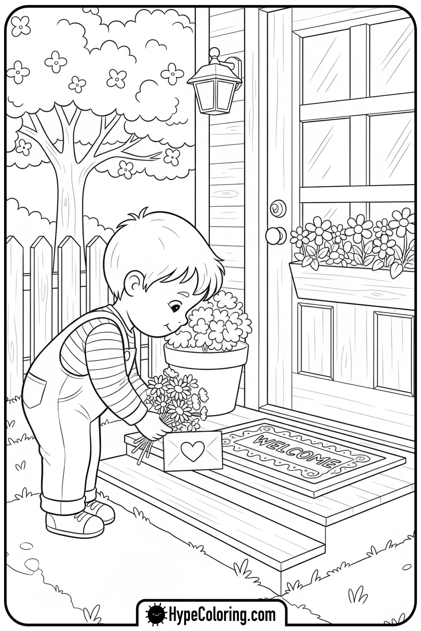 child-leaving-thoughtful-gift - fruit of the spirit coloring page