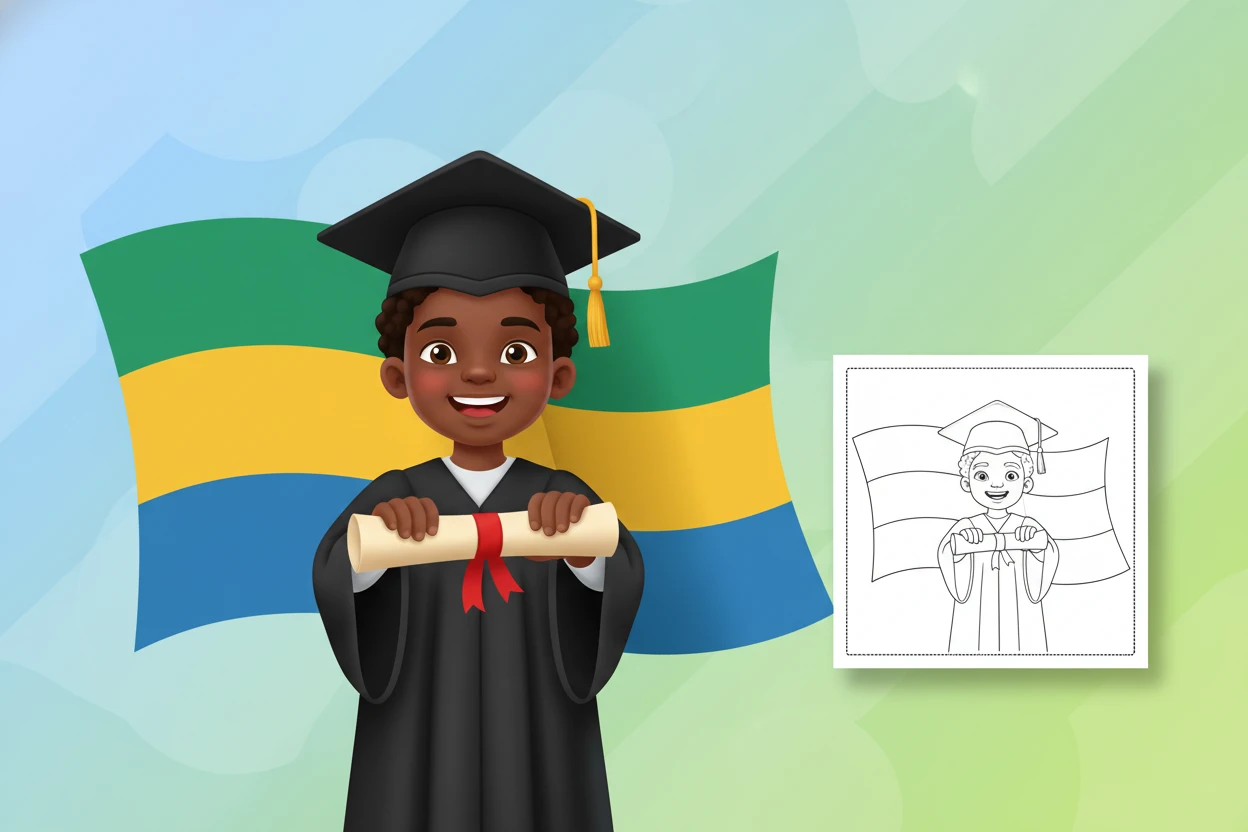 a-proud-child-in-a - gabon flag coloring page