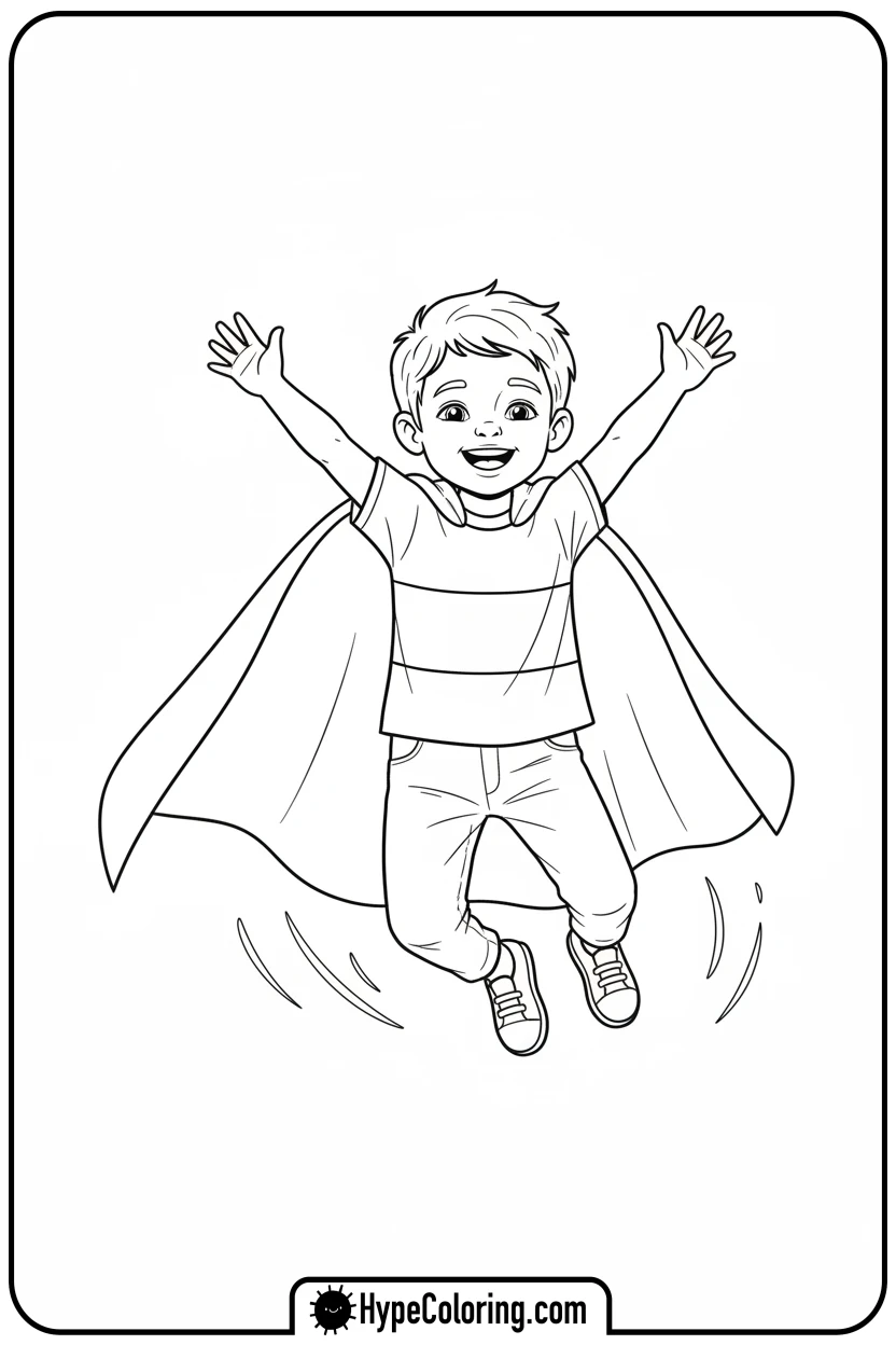 child-in-gabon-flag-cape-flying - gabon flag coloring page