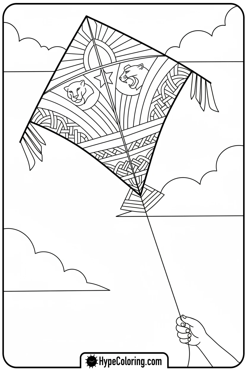 gabon-flag-kite-flying-with-child - gabon flag coloring page