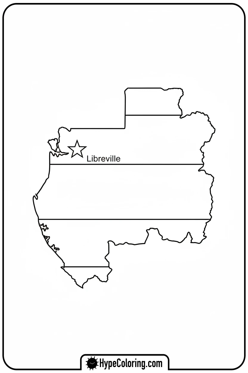 gabon-flag-inside-map-outline - gabon flag coloring page