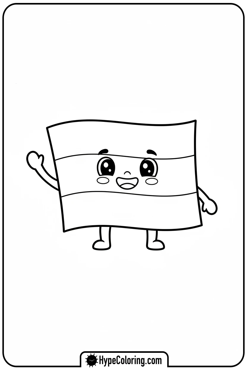 personified-gabon-flag-waving - gabon flag coloring page