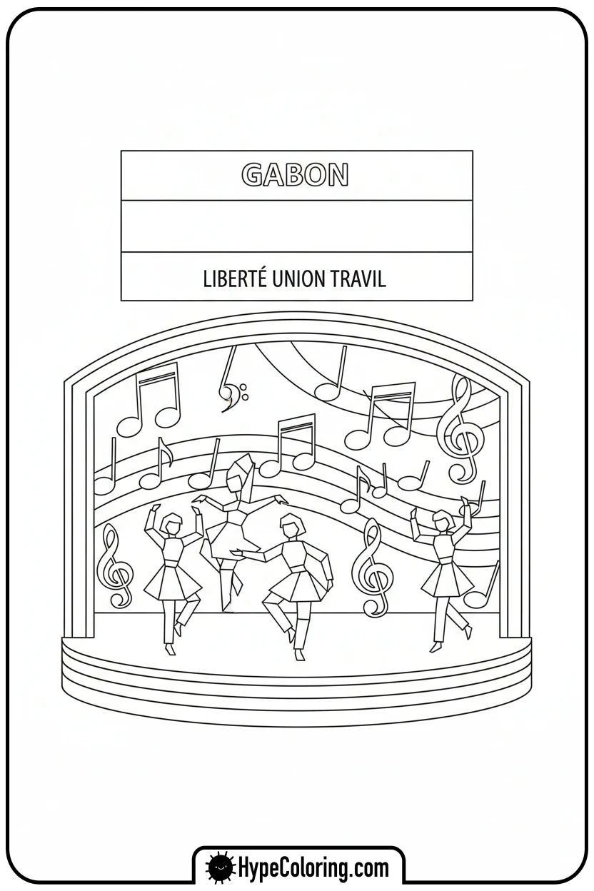 gabon-flag-banner-at-concert-stage - gabon flag coloring page