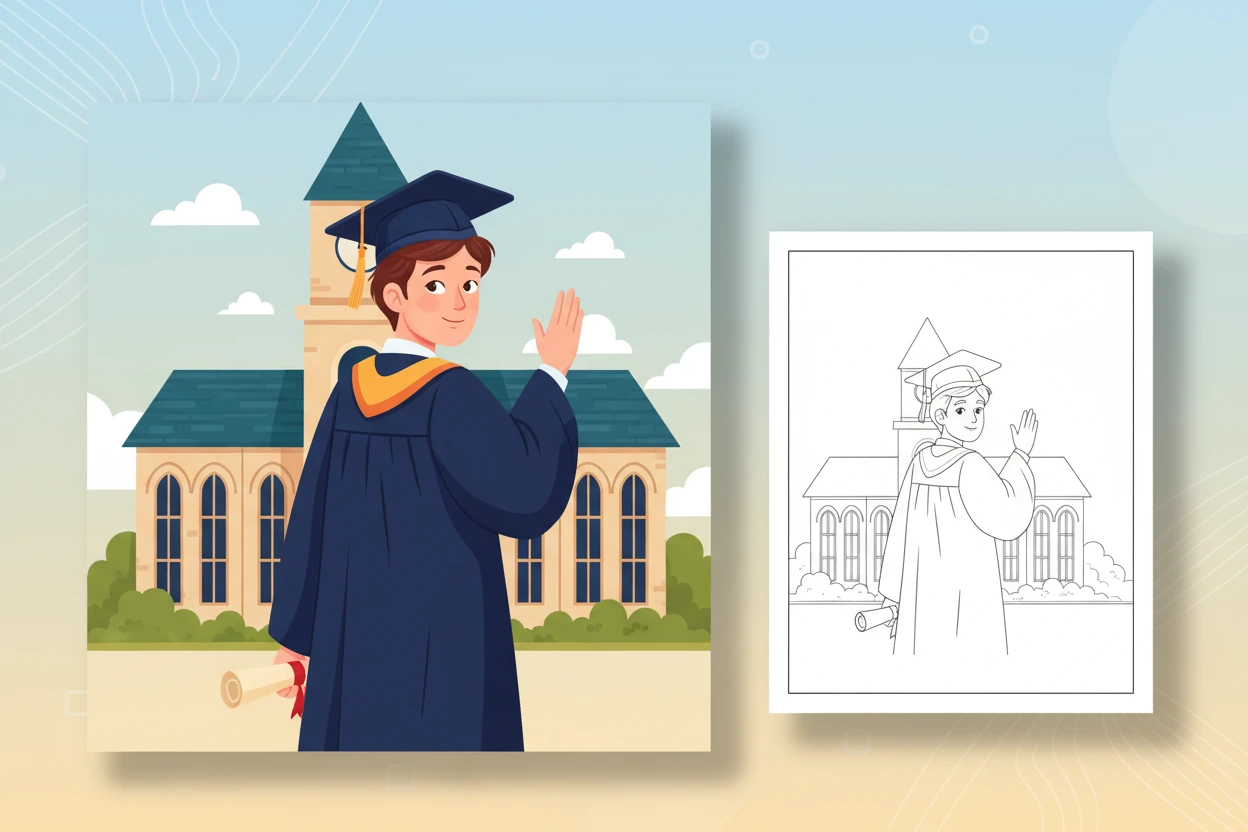 a-nostalgic-graduate-in-cap - grad coloring pages