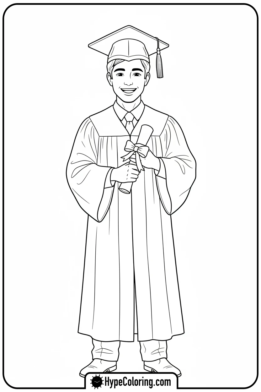 graduate-holding-diploma - grad coloring pages