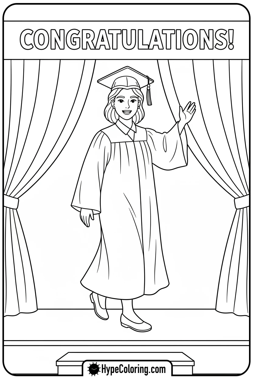 graduate-walking-across-stage - grad coloring pages