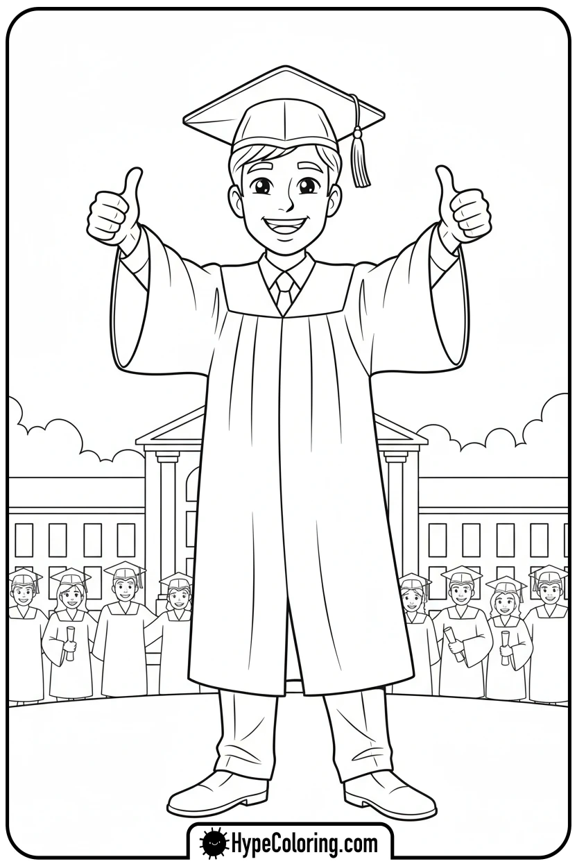 graduate-giving-thumbs-up - grad coloring pages