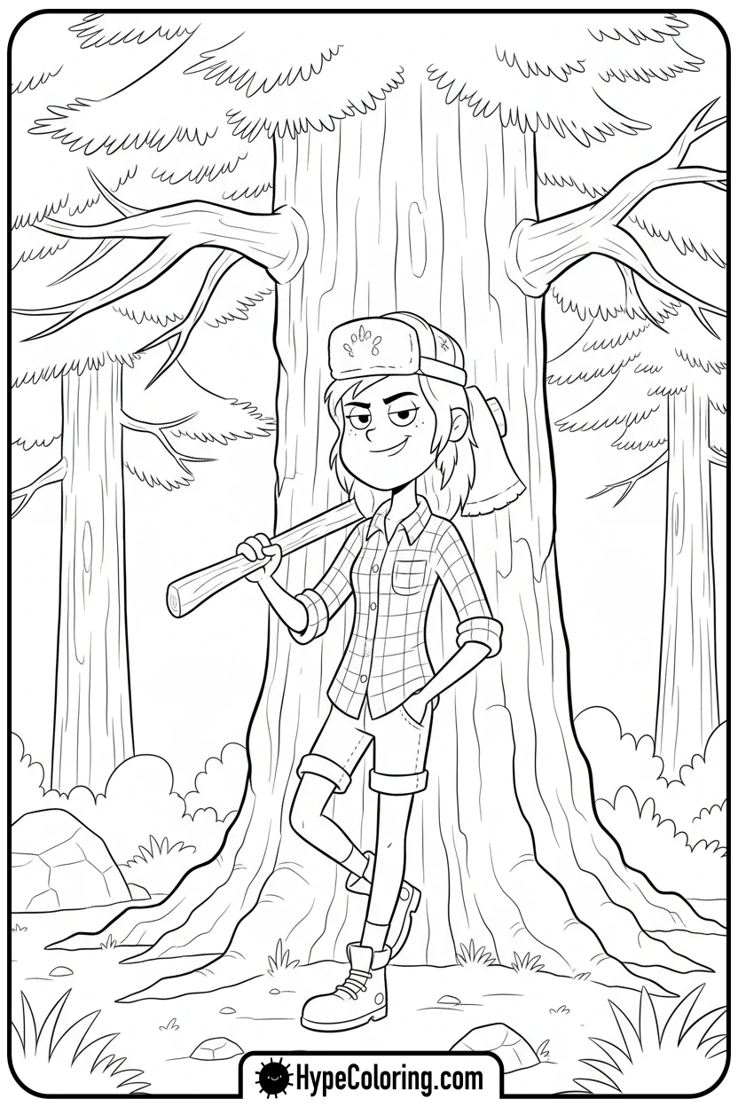 wendy-with-her-axe - gravity falls coloring pages