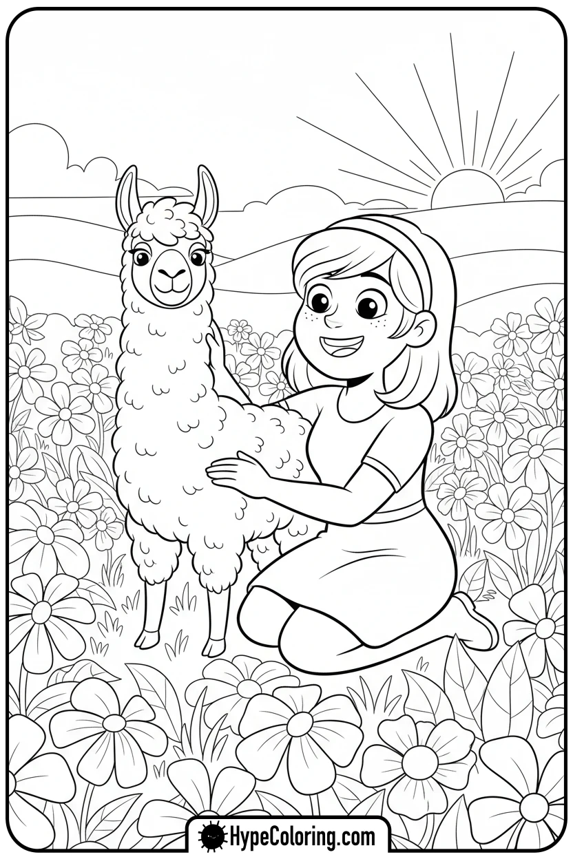 pacifica-petting-a-llama - gravity falls coloring pages