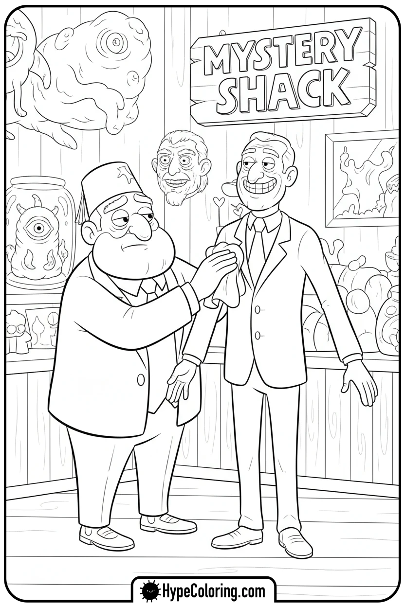 grunkle-stan-polishing-wax-figure - gravity falls coloring pages