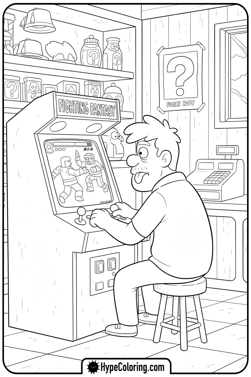 soos-playing-video-game - gravity falls coloring pages